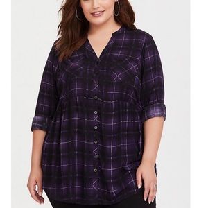 Torrid Size 2 Purple Plaid Challis Tunic